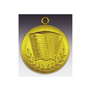Medaille Akkordeon mit se  50mm, goldfarben in Metall