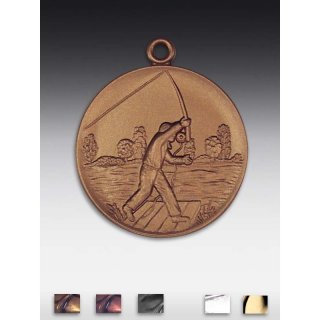 Medaille Angler neu mit se  50mm,   bronzefarben, siber- oder goldfarben