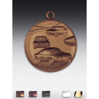 Medaille Auto - Rally mit se  50mm,  bronzefarben, siber- oder goldfarben