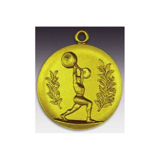 Medaille Badminton /  Federball mit se  50mm, goldfarben in Metall