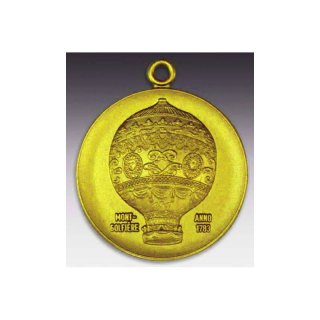 Medaille Ballonfliegen mit se  50mm, goldfarben in Metall