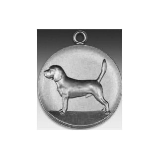 Medaille Beagle mit se  50mm, silberfarben in Metall