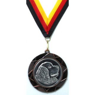 Medaille  Berner Sennenhund D=70mm in 3D, inkl.  22mm Band, Bronzefarbig