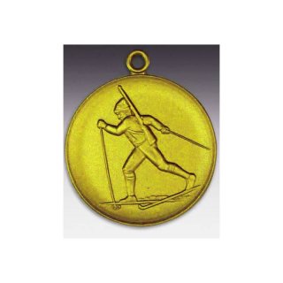Medaille Biathlon mit se  50mm, goldfarben in Metall