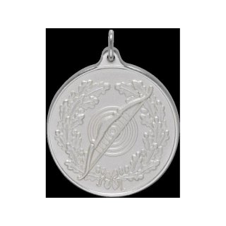 Medaille Bogenschieen, 40 mm, versilbert mit se und Ring
