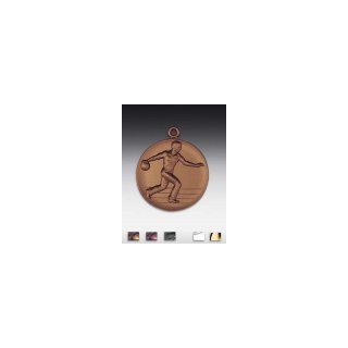 Medaille Bowling Mann mit se  50mm, bronzefarben in Metall