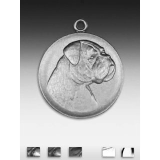 Medaille Boxerhund neu mit se  50mm, silberfarben in Metall