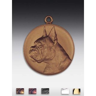 Medaille Boxerhundekopf neu mit se  50mm,   bronzefarben, siber- oder goldfarben
