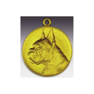 Medaille Boxerhundekopf neu mit se  50mm, goldfarben in Metall