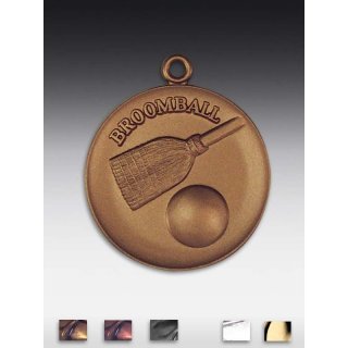 Medaille Broomball mit se  50mm,  bronzefarben, siber- oder goldfarben