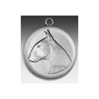 Medaille Bullterrier mit se  50mm, silberfarben in Metall