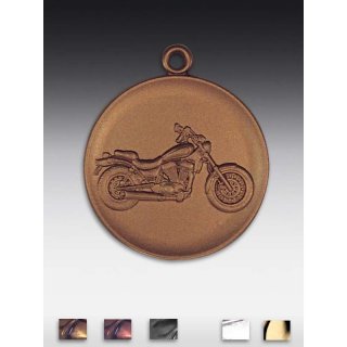 Medaille Chopper-Motorrad mit se  50mm, bronzefarben in Metall