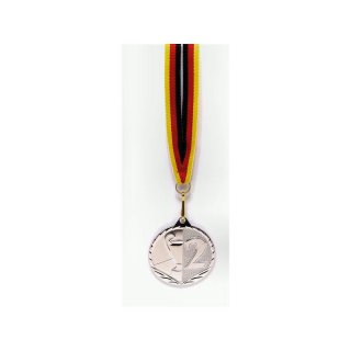 Medaille D=50mm, 2.Platz inkl. 10 mm Band, Silberfarbig