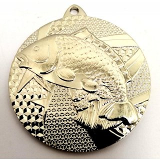 Medaille D=50mm Anglen - Fisch silberfarben