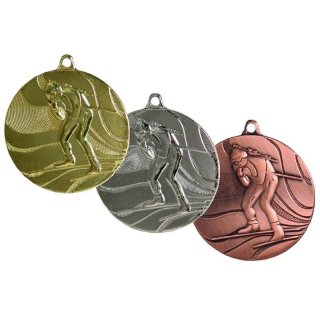 Medaille D=50mm Ski Abfahrt gold, silber und bronzefarben