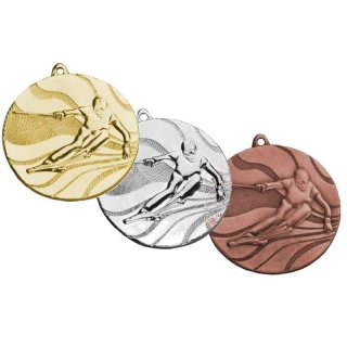 Medaille D=50mm Ski Slalom gold, silber und bronzefarben