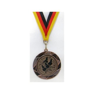 Medaille D=70mm, 4 Tauben inkl. 22mm Band, Bronzefarbig