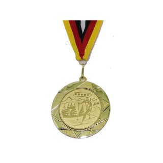 Medaille D=70mm, Biathlon inkl. 22mm Band, Goldfarbig