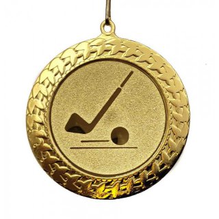 Medaille D=70mm,  Golf - Schlger inkl. 22mm Band, Goldfarbig