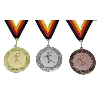 Medaille D=70mm, Handball (D) inkl. 22mm Band, 3er Serie