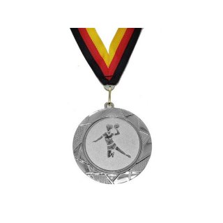 Medaille D=70mm, Handball (D) inkl. 22mm Band, Silberfarbig