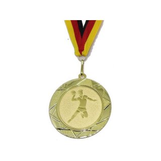 Medaille D=70mm, Handball (H) inkl. 22mm Band, Goldfarbig