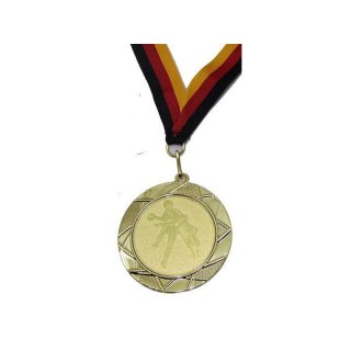 Medaille D=70mm, Handball (H) inkl. 22mm Band, Goldfarbig