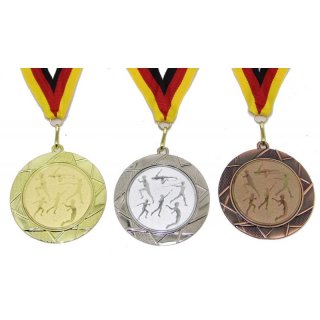 Medaille D=70mm, Leichtathletik inkl. 22mm Band bronzefarbig