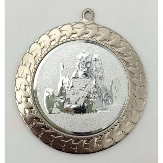 Medaille D=70mm, Seifenkiste inkl. 22mm Band, Silberfarben