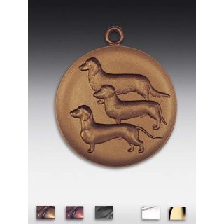 Medaille Dackel, 3er  mit se  50mm, bronzefarben in Metall
