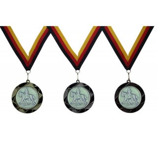 Medaille  Dressurreiten D=70mm in 3D, inkl.  22mm Band, 3er Serie