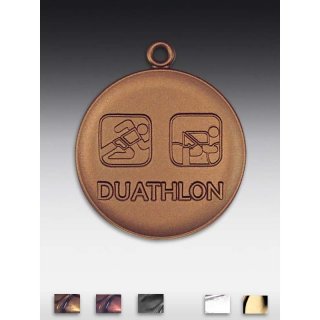 Medaille Duathlon mit se  50mm, bronzefarben in Metall