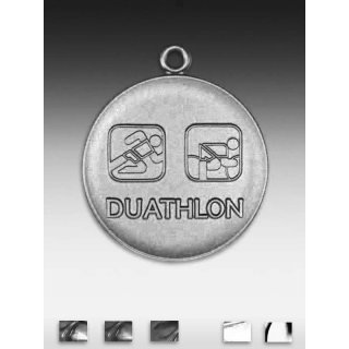 Medaille Duathlon mit se  50mm, silberfarben in Metall