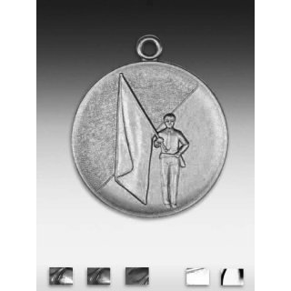 Medaille Fahnenschwenker mit se  50mm, silberfarben in Metall