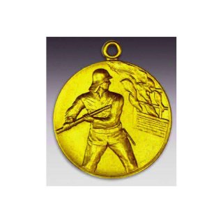 Medaille Feuerwehr mit se  50mm, goldfarben in Metall