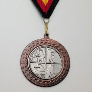 Medaille  Feuerwehrsignet DFV D=70mm in 3D, inkl.  22mm Band, Bronzefarbig