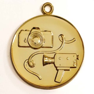 Medaille Foto - Film mit se  50mm, goldfarben in Metall