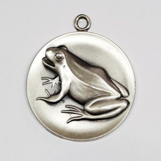 Medaille Frosch mit se  50mm, silberfarben in Metall
