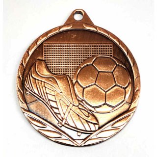 Medaille Fussballschuh/Ball neutral mit se  50mm, bronzefarben incl Band