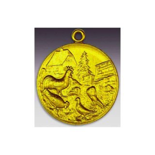 Medaille Geflgel mit Krpfer mit se  50mm, goldfarben in Metall