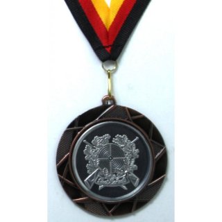 Medaille  Gut Schuss D=70mm in 3D, inkl.  22mm Band, Bronzefarbig