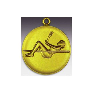 Medaille Hochsprung Frauen mit se  50mm, goldfarben in Metall