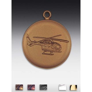 Medaille Hubschrauber mit se  50mm,  bronzefarben, siber- oder goldfarben