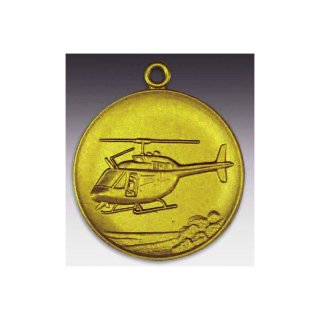 Medaille Hubschrauber mit se  50mm, goldfarben in Metall