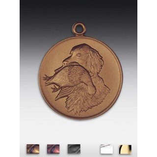 Jagd - Medaille Jagdhund mit Fasan mit se  50mm, bronzefarben in Metall