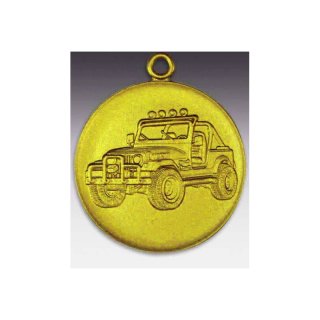 Medaille Jeep mit se  50mm, goldfarben in Metall