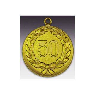 Medaille Jubilum 50 Jhrig mit Kranz mit se  50mm, goldfarben in Metall