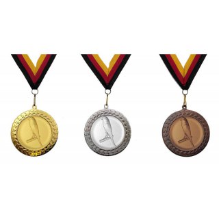 Medaille Kanarienvgel mit se  50mm,   bronzefarben, siber- oder goldfarben