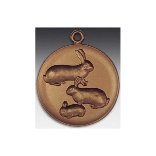 Medaille Kaninchen drei Stck mit se  50mm,  bronzefarben, siber- oder goldfarben