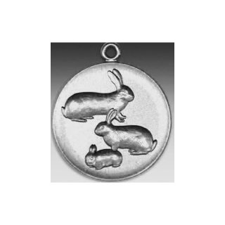 Medaille Kaninchen drei Stck mit se  50mm, silberfarben in Metall